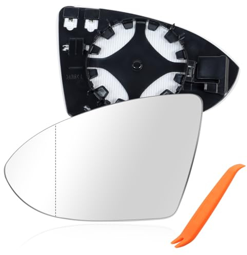 Spiegelglas Golf 7 Links Beheizbar Asphärisch- Spiegelglas Ersatzspiegelglas Außenspiegel Links, Fahrerseite Außenspiegel Glas Passend für Golf 7 mit Trägerplatte