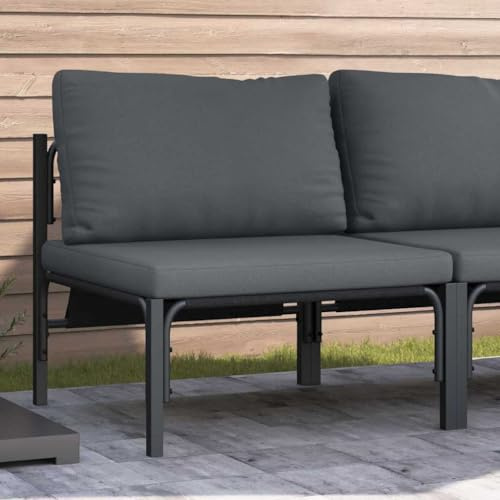 Teenpull trädgårdsmöbler soffa antracit 80 x 80 x 71 cm, robust loungesoffa i stål med kudde, modulär utomhusmöbler för terrass, balkong, trädgård