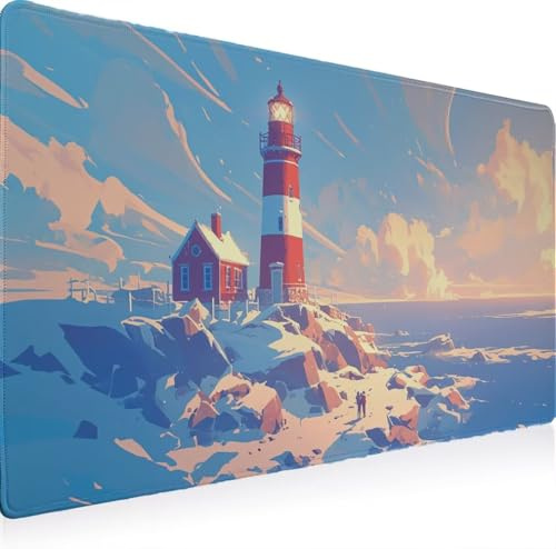 Tapis Souris XXL 1000 x 500 Grand Prolongé Tapis Souris, Gamer Bureau Rubber Base Anti Dérapage, Imperméable Mouse Pad, Haute Précision et Vitesse avec Bords Cousus La Tour De Guet. Hiver W0G1-707