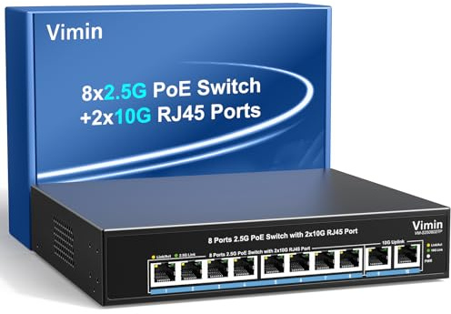 Switch PoE+8 Ports 2,5G | 2 x 10G Uplink RJ45 Commutateur | 2,5G Ethernet Switch Plug & Play Non Géré | IEEE 802.3af/at | PoE 150W pour Les Réseaux Haut Débit et Les Appareils PoE