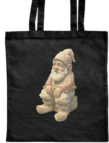 Azeeda 'Garden Gnome Statue Sitting' Classic Black Tote Shopper Bag (ZB00032753)