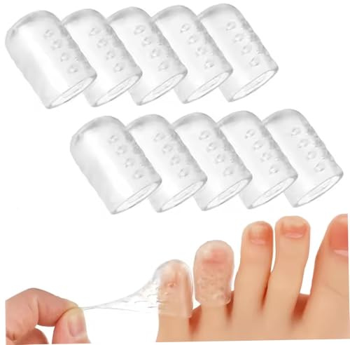 Tåskydd för skor, silikon tåskydd mjuka gelskydd för skor, andningsbara tår täcker transparent 10-pack.