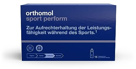 Orthomol Sport perform: Elektrolyt-Granulat mit B-Vitaminen, Kohlenhydrat-Mix, Koffein - Iso-Drink für Ausdauer & Energie, während Sport, vegan, 16 Tagesportionen