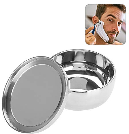 4.1 Inches Shaving Lather Bowl, Fountain Bowl of Shaving Brush, Foaming Bowl Manual Stainless Steel Chrome Metal Shaving Machine Soap Bowl