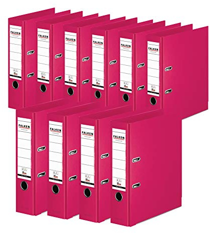 FALKEN 10x Chromocolor Premium-Ordner 8cm breit DIN A4 pink | Made in Germany Kunststoffbezug außen und innen