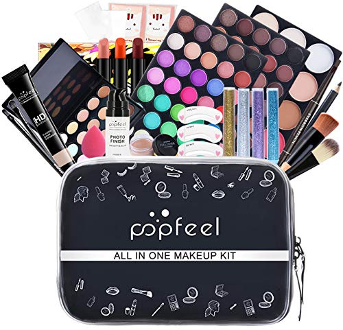 FantasyDay Multifunktions Exquisite Kosmetik Geschenkset Make-up Schmink Kit für Gesicht, Augen und Lippen - Makeup Paletten Schminkkoffer mit Lidschatten Palette, Lippenstift, Rouge, Mascara #1