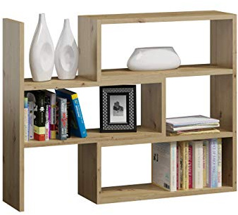 MATKAM Bücherregal Irys II Büroregal für Ordner und Bücher, Standregal Wohnzimmer und Schlafzimmer, Offenes Regal für Büro, Aktenregal, Ausziehbar Eckregal, Aufbewahrungsregal (Artisan Eiche)