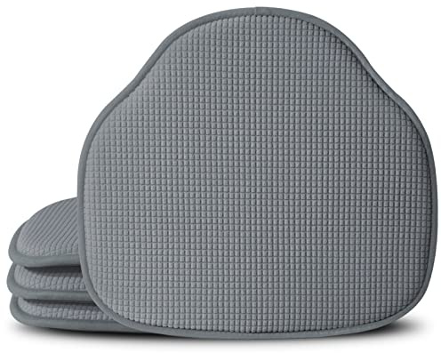 Shinnwa Windsor Chair Cushions 4 Pack, Non Slip Kitchen Seat Cushion, Farmhouse Chair Pads for Dining Room, Set of 4, 17 x 15.5 inches, Grey