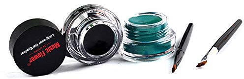 Eyeliner Dye Cream, 4Types Gel Eyeliner Set, Eyeliner Crème Colorant Longue Durée avec Pinceaux de Maquillage pour les Yeux, Eyeliner Imperméable Eyeliner Non Vertigineux(Noir + Vert)