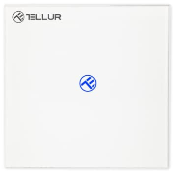 TELLUR SMART Interruptor WiFi Sin Neutro, Interruptor Inteligente Alexa, Táctil, Control Remoto por APP y Voz, Compatible con Alexa, Google y Siri Shortcuts, Vidrio Blanco (1 botón)