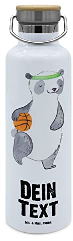 Mr. & Mrs. Panda Trinkflasche personalisiert Panda Basketball - Personalisierte Geschenke, Sport, Mit Namen, Flasche, Verein, Verband, Wasserflasche, Basketballplatz