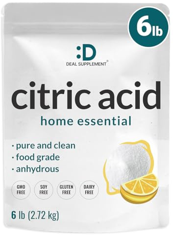Citric Acid 6 Pounds | Fine Granular Powder, Food Grade, Bulk Supply – Potent Anhydrous Form – Versatile Flavor Enhancer, Preservative, Cleaning, & Homemade Bath Bombs – Additive Free, Non-GMO