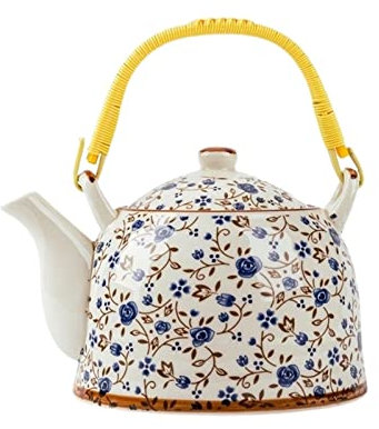 SISWIM Teekannen 900 ml altmodisch blau und weißer Keramik Teekann Kaffeekanne