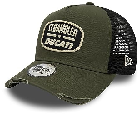 New Era A-Frame Trucker Cap Distressed Scrambler Ducati Oliv