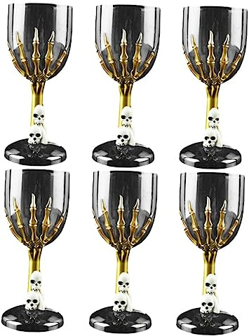 Healvian 6 Pièces Tasses En Plastique Colorées Pour Halloween - Décorations De Fête De Mascarade, Verres À Boire En Forme De Crâne, Verre De Vin Effrayant