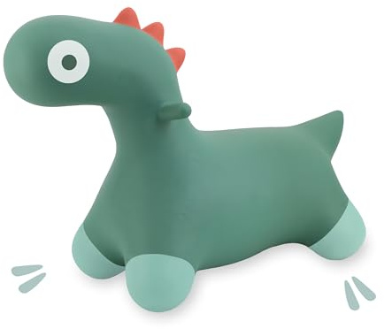 Quut Hoppi Dino Springen – Aufblasbares Gartenspielzeug für Kinder – Robustes Spielzeug für Draußen und Drinnen ab 18 Monaten (Grün Garten) – Inklusive Pumpe