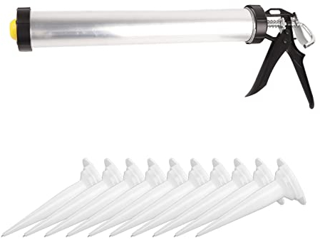 Pistola de Calafateo de Aluminio, 600 ml, con 10 Boquillas, Aplicador de Sellador y Adhesivo