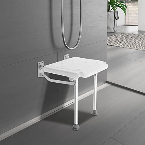 Badestuhl Duschklappsitz Wandmontage Duschhocker Klappbaren Duschstuhl Faltbares Duschhilfe Sitz StüTzfüßEn Klappbar FüR äLtere Schwangere Frauen Menschen Mit SaugnäPfe Modern Weiß Bis 100Kg