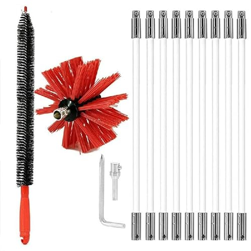 Flexible Chimney Sweep Set Flue Sweeping Brush and Rod Kit Soot Cleaning Rods, Chimney Sweep Kit, Cleaning Brush, Vent Cleaning Kit, Flue Sweeping Brush