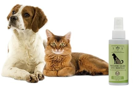 Protezione Solare Spray Naturale e Vegetale per Cani e Gatti - per la Cute e Il Mantello - Soluzione Pronta all'Uso Contro i Raggi UV - Adatto per Tutti i Tipi di Pelo, Linea 101 (100ml)