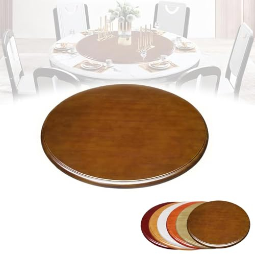 Großer Lazy Susan Drehplatte aus Holz, 70-100cm Runder Tisch-Drehteller, 360° Drehbares Tablett mit Base, Anti-Rutsch Servierplatte für Küche Essen, Parteien, Hochzeit(Walnut,36inch(90cm))