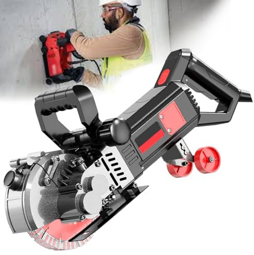 星姿 8800w Electric Wall Chaser,Handheld Concrete Wall Cutting Machine,Light Guidance,Depth Adjustable,Right-Angle Tangibility,With 10 Saw Teeth,With Carry Box