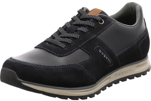 bugatti Zapatillas para hombre Cirino Azul con plantilla intercambiable y cordones. Azul, 4141 Dark Blue, 45 EU