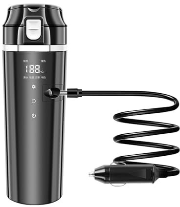 Bouilloire électrique portative pour voiture – Tasse à café à chauffage automatique de 500 ml, chauffage d'isolation à température réglable | Bouilloire de voyage étanche avec conception portable, aff
