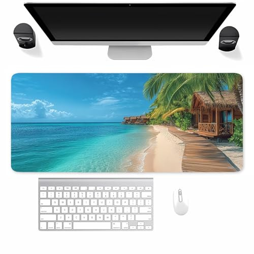 Tapis de Souris XXL Paysage Naturel, Grand Tapis de Souris Gamer 900x300x3mm, Grand Tapis de Bureau sous-Main avec Base en Caoutchouc antidérapante et Bords Cousus, pour Gamer Bureau