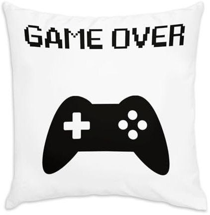 Fabulous Velvet Cushion - Game Over Retro Gaming Video Games Controller Console - 40 x 40 cm - Velvet Feel - Cover and Cushion Included
