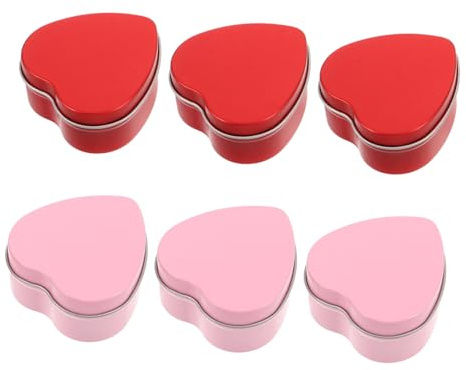 RORPOIR 6stücke Herzförmige Blechboxen Mit Klarsichtdeckel Tragbare Aufbewahrung Für Süßigkeiten Usb-kabel Und Kleine Romantisches Geschenkset Für Valentinstag Und Besondere Anlässe