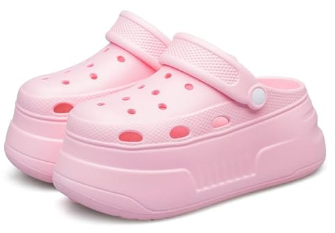 ADQ Zuecos de plataforma para mujer, sin cordones, zapatos de jardín, pantuflas para lactancia, playa, hogar, verano, Pink, 37/38 EU