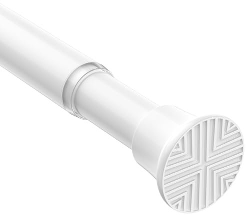 Zipglo Extendable Curtain Poles 59-120 cm, Tension Rods for Curtains Adjustable Shower Curtain Poles No Drilling Spring Loaded Curtain Rod Shower Rail for Bathroom Window Door Wardrobe, White