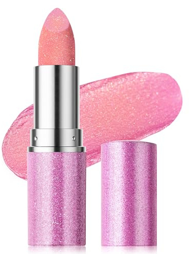 Erinde Glitter Shine Lipstick, Pearl Diamond Shimmery Creamy Lipcolor, Hydrating Glimmer Finish Lipsticks with Creamy Texture, Long Lasting High Pigmented Metallic Lip Stick Lip Stain #02