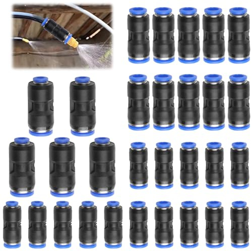 30 PCS Attacchi Rapidi Aria Compressa,4-8, 6-8, 8-10, 6-12mm Raccordi Aria Compressa,Pneumatic Dritto Riduzione Spingere per Collegare Adattatore zum Anschließen von Anschlüssen, Pneumatische