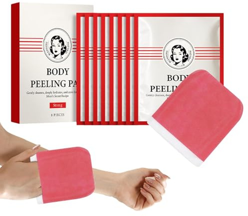 Body Peeling Pad, Gentle Scrub Mitt, Soft Bodies Scrubs Pads Sensitive Skin, Effective Post-Tanning Care, Suitable Women, Men, Ideal for Hand, Face Cleaning, Red