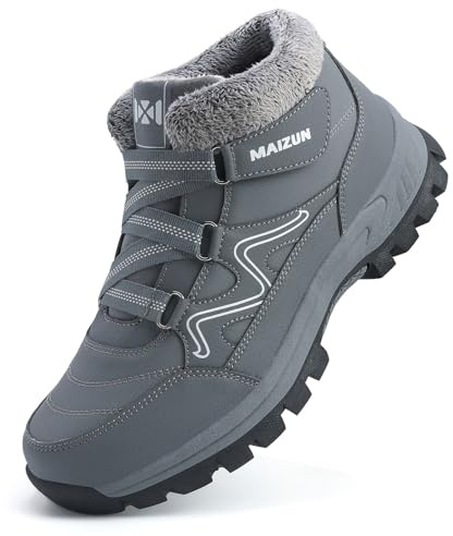 Moudn Bottes d'hiver décontractées pour homme chaudes doublées de fourrure légères imperméables confortables idéales pour la randonnée et la marche en plein air