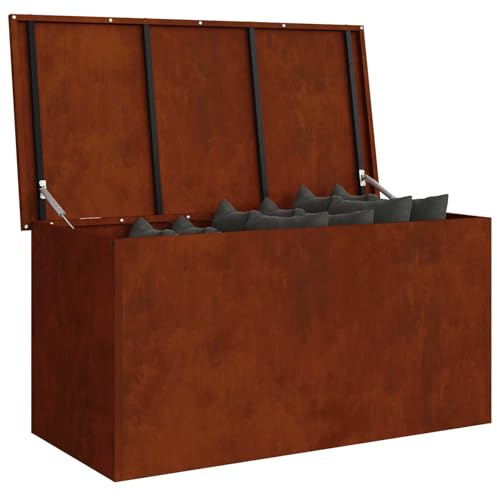 vidaXL Cassa per Cuscini da Giardino Acciaio 100 x 50,5 x 50 cm 220, Soluzione di stoccaggio per Giardino e terrazzo, Box Resistente, Organizer in Metallo, armadietto Rettangolare