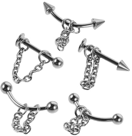 NIYANGLE 5 Pezzi Piercing Labret in Metallo Inossidabile, Accessori per Labbro alla Moda, Orecchini per Labbro, Sicurezza Prolungata, per Feste e Quotidiano