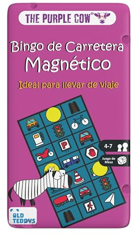 Old Teddys/The Purple Cow 6116 - TO GO - Bingo de Carretera, Juego magnético de Viaje. Más 4 años