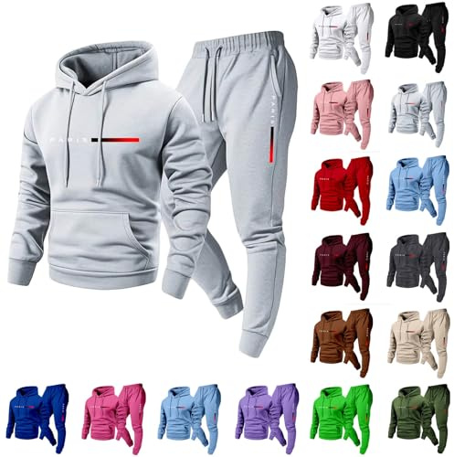 gsatuba Sweatsuits For Men 2 Piece Hoodies And Joggers Set Casual Athletic Sweatpants Hooded Sweatshirt Track Suit Gray 2 Piece Set For Men S