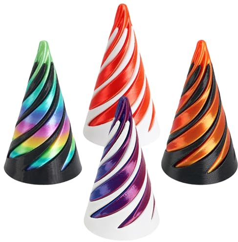 LEBKFT 4 Pcs 3D Printed Spiral Cone Fidget Toys, Impossible 3D Spiral Pyramid Fidgets for Stress Relief and Focus Sensory Toys for Adults and Kids Home Office Desk Decoration Gifts (Combination D)