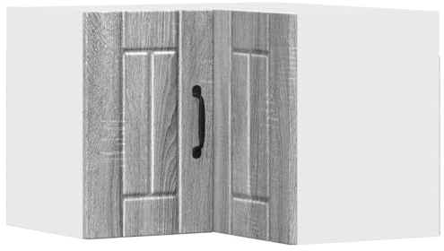 HETFTJN Lucca - Armadio angolare da cucina sospeso, 57 x 57 x 40 cm, moderno mobile da cucina in legno con 2 ante e 2 ripiani, robusto armadio superiore per soluzioni angolari