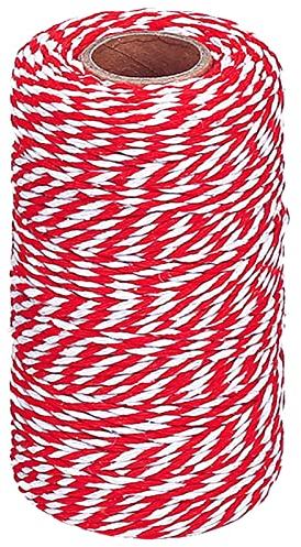 Vivifying 100m Rot und Weiß Bindfäden, Ideal zum Backen, Fleisch anrichten, Handarbeiten, Geschenke Verpacken an Weihnachten