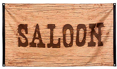 Boland 54352 - Bandera Salvaje Oeste, 1 pieza, tamaño 90 x 150 cm, decoración colgante, decoración para fiesta temática y carnaval, banderola Salvaje Oeste