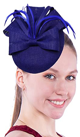 Fascinator-Hut, Sinamay-Blume, Damen-Kopfbedeckung, Cocktail, Kentucky, Teeparty, Braut, Derby-Stirnband, Königsblau, Einheitsgröße