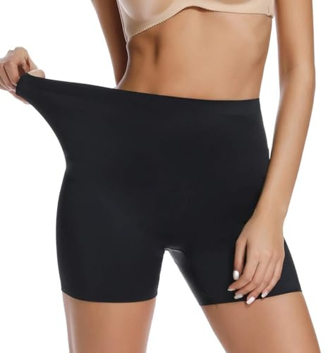 WOWENY Nahtlos Bauchweg Unterhose mit Bein Damen Miederslips Bauchweg Höschen Schlüpfer Miederpants Boxershort Miederhose Panties, Schwarz, M(36~38)