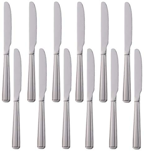 Buyer Star Set di 12 coltelli da Dessert, Posate in Acciaio Inossidabile Argento per Ristorante o casa, Lavabili in lavastoviglie