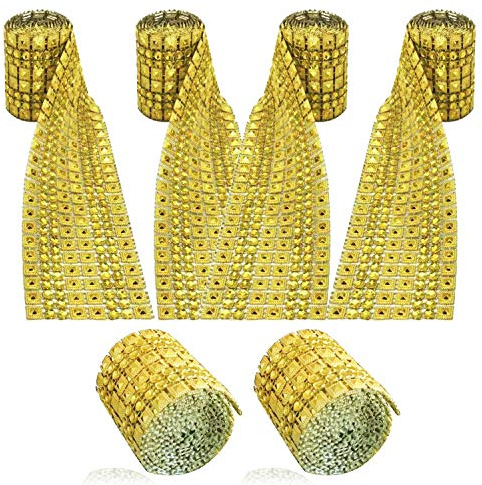 Allazone 6 Righe Nastro di Diamante Acrilico Strass, Nastro adesivo e Anello Autoadesivo per Torte Nuziali, Decorazioni di Compleanno, Doccia Eventi di Bambini e Progetti d’Arti e di Mestieri