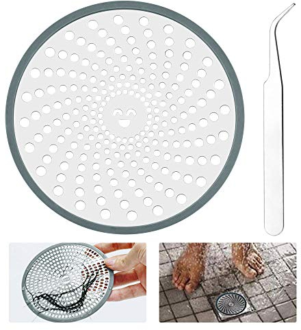 AFASOES Sieb für Dusche Abflusssieb Edelstahl Sieb Abfluss Dusche Haarsieb Haarfänger Dusche mit Pinzette Hair Catcher Shower Drain Protector Abflusssieb für Duschen Badezimmer